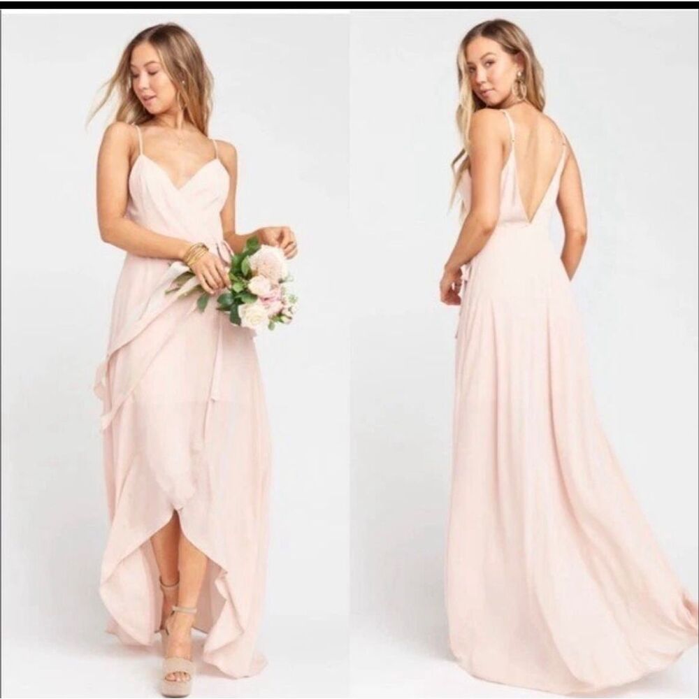 Show me your mumu Mariah wrap dress blush beige small NWT